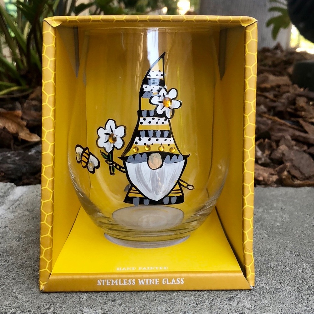 Hand Painted GNOME Wine Stem